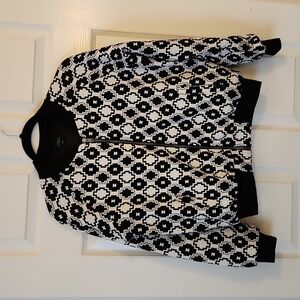 Iris Los Angeles Black White Geoprint Bomber Jacket     Size M